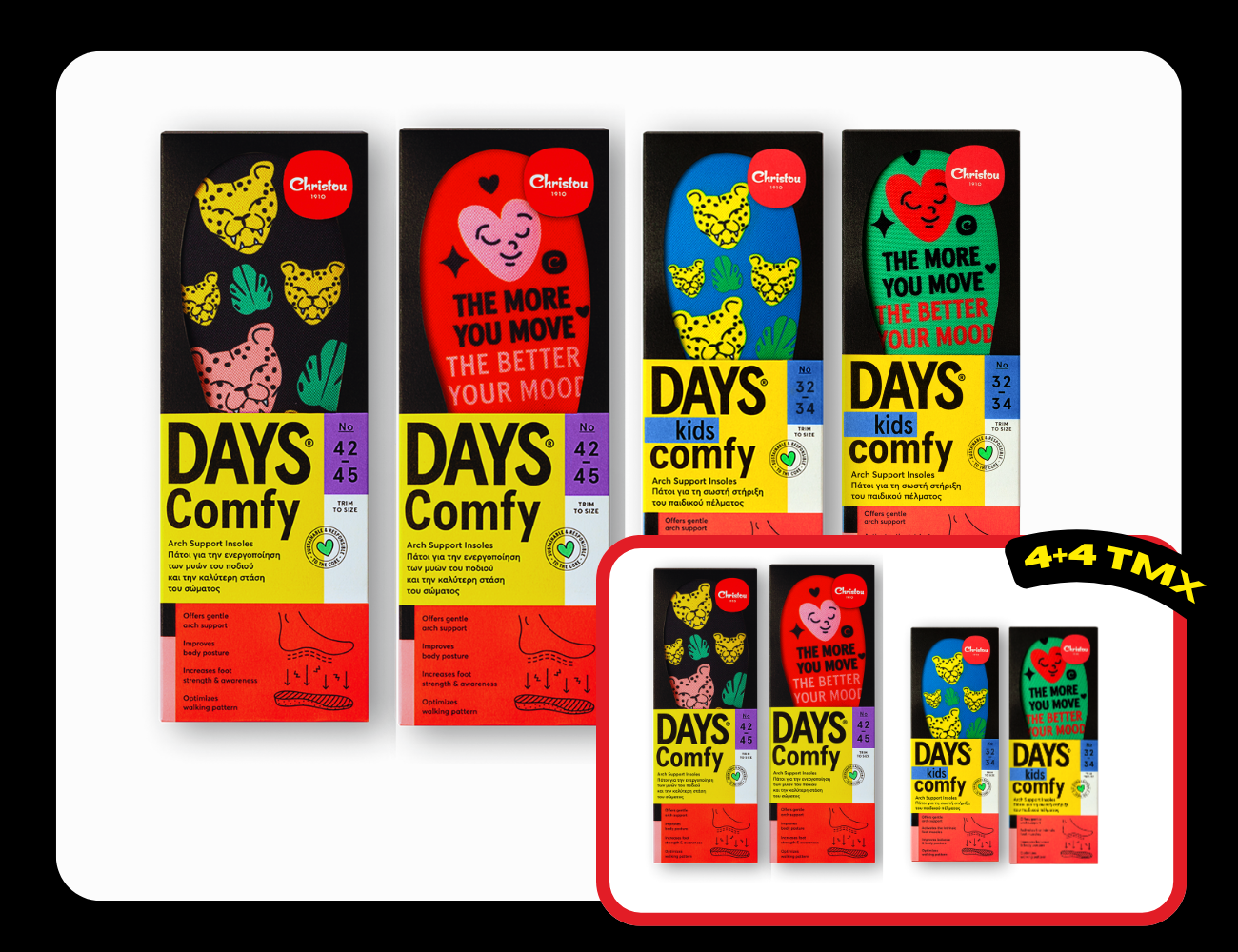 Super Black Friday Πακέτο 4+4 Ανατομικοί Πάτοι Days Comfy