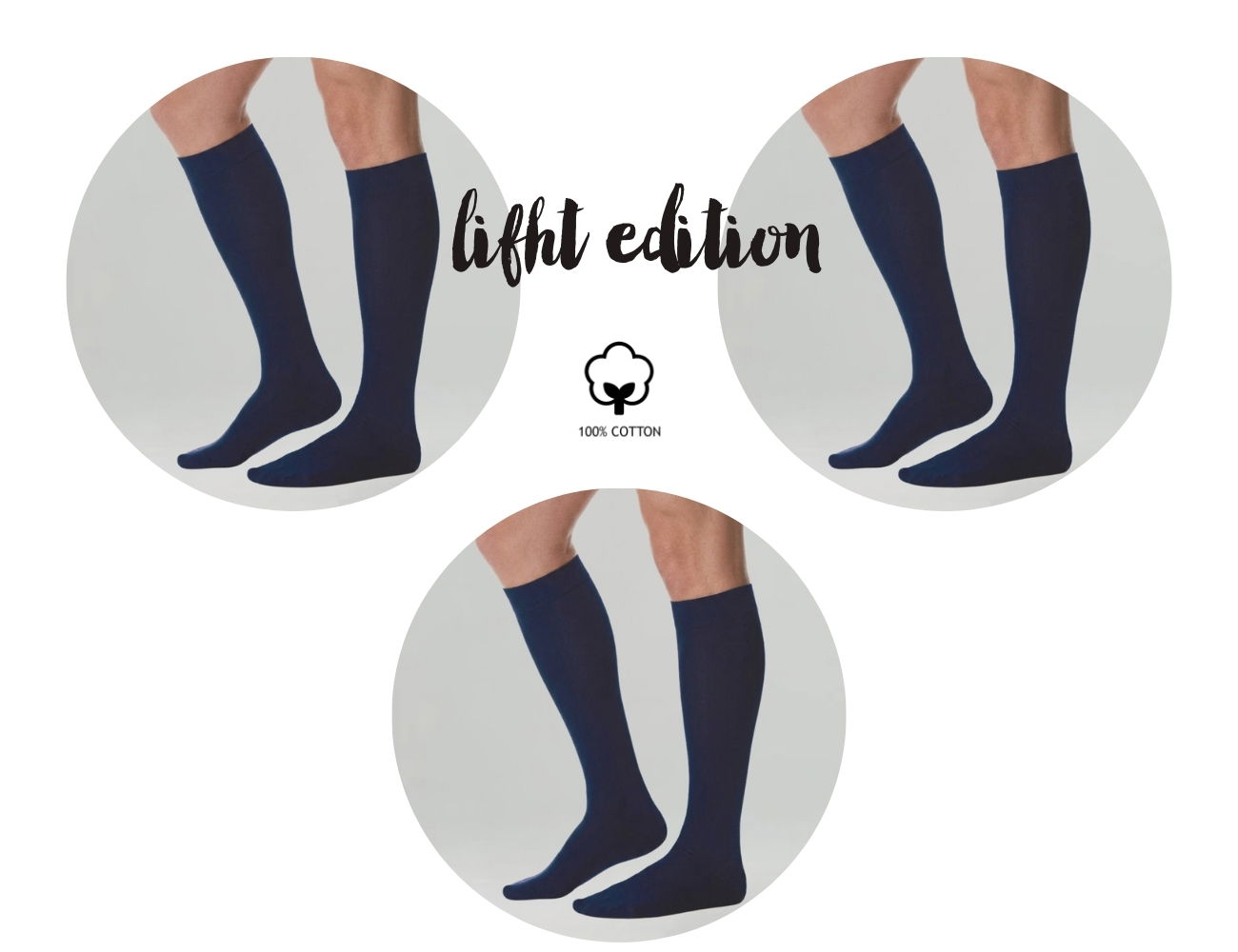 Πακέτο 3 Αντρικές Κάλτσες Τεχνολογίας Συμπίεσης Light Edition 16-20mmHg-Navy Blue