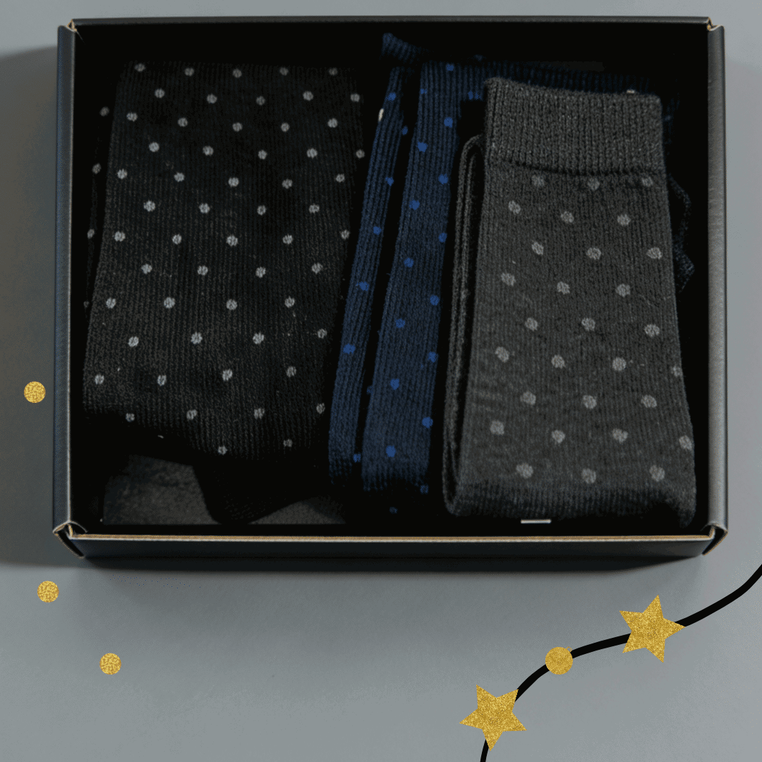 Πακέτο 3 Gentlemen Compression Dot Socks – 1 μαύρη, 1 γκρι & 1 navy blue