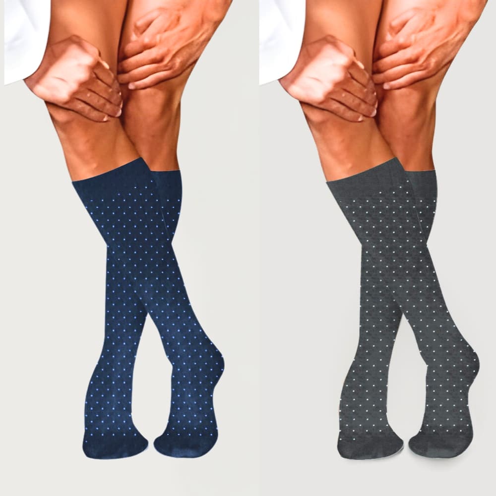 Πακέτο 2 Αντρικές Κάλτσες Τεχνολογίας Συμπίεσης Swiss Dots με Βαμβάκι 15-20 mmHg