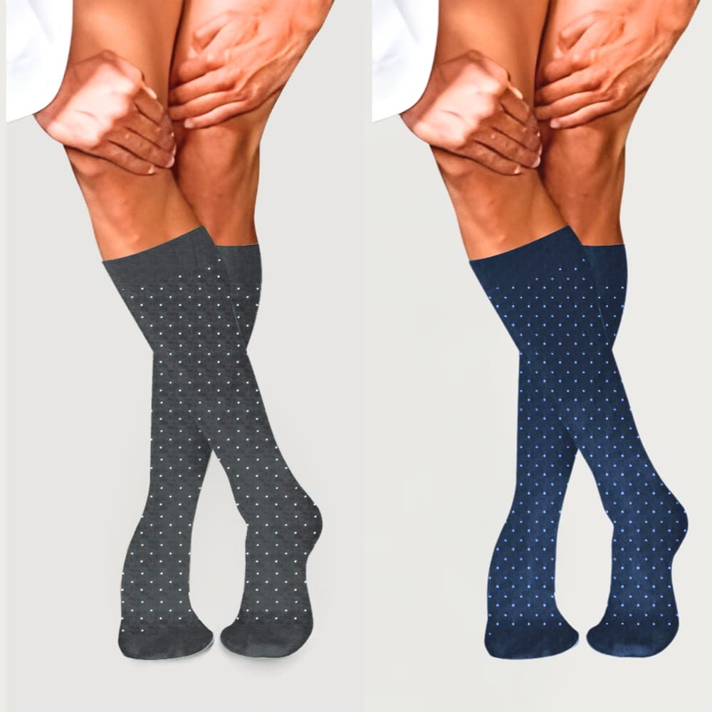 Πακέτο 2 Αντρικές Κάλτσες Τεχνολογίας Συμπίεσης Swiss Dots με Βαμβάκι 15-20 mmHg
