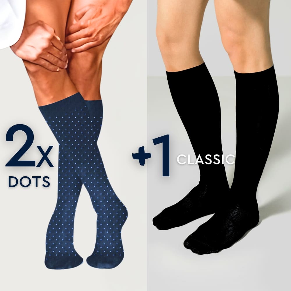 Πακέτο 3 Κάλτσες  Συμπίεσης με Βαμβάκι 15-20 mmHg – σε δύο σχέδια