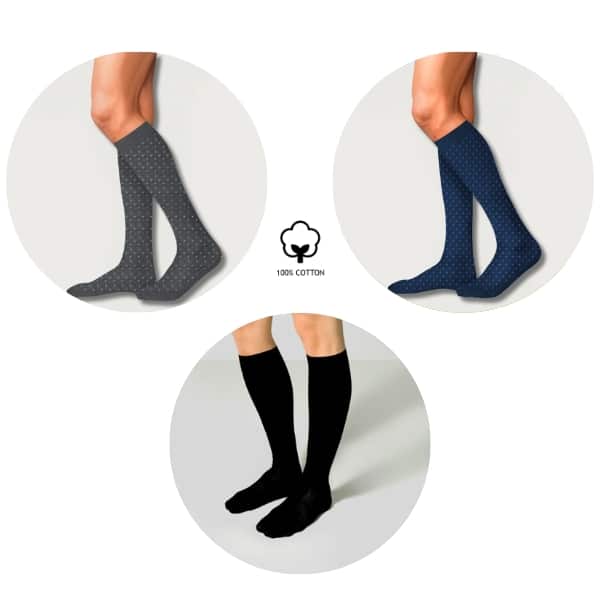 Πακέτο 3 Κάλτσες  Συμπίεσης με Βαμβάκι 15-20 mmHg – σε δύο σχέδια