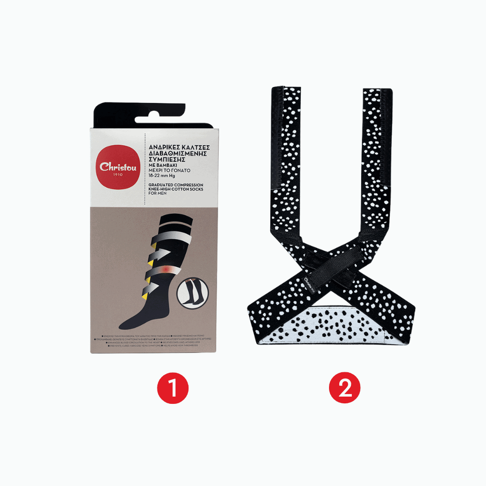 1 ιμάντας πλάτης + 1 ζευγάρι Κάλτσες Τεχνολογίας Συμπίεσης