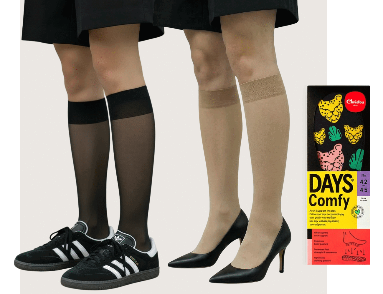 Smart Wellness: 2 Κάλτσες Τεχνολογίας Συμπίεσης + Ανατομικός Πάτος Comfy