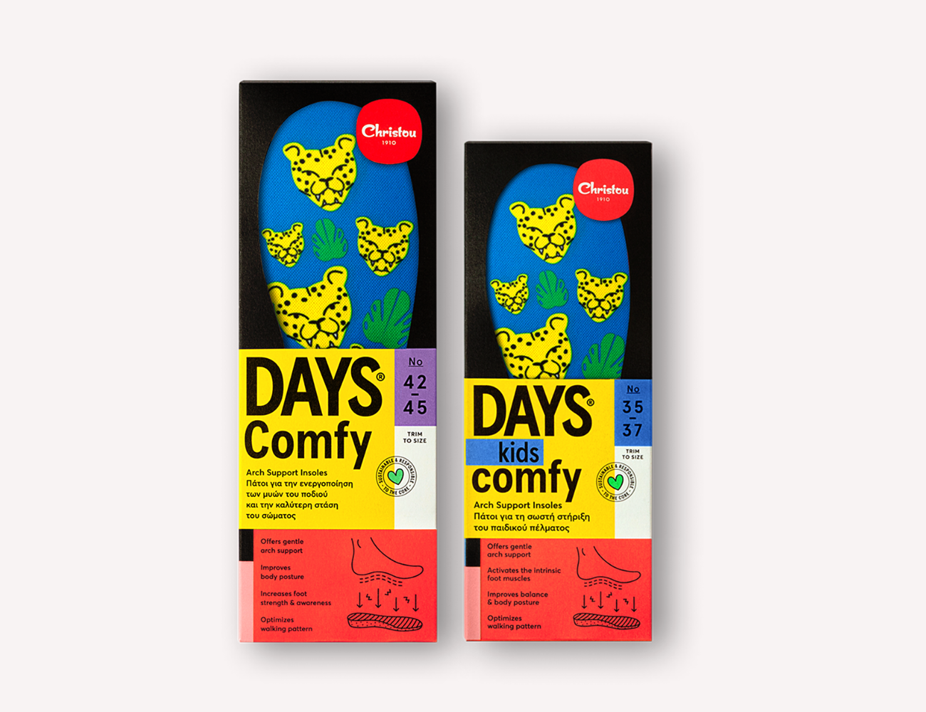 Anatomical Adult Insoles Cheetah Comfy Blue