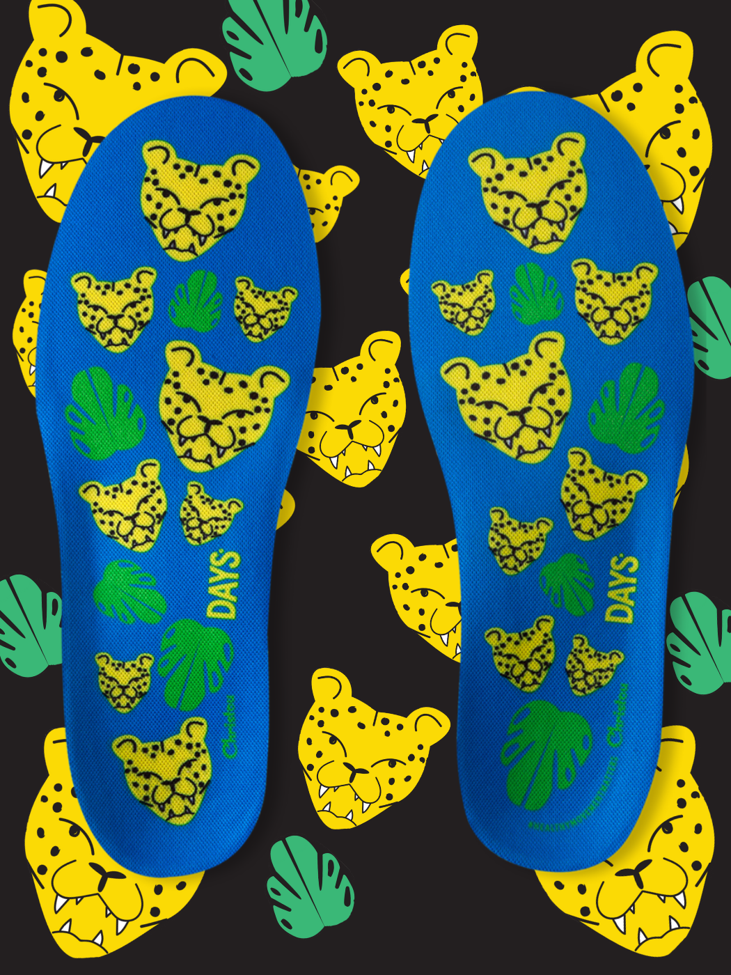 Anatomical Adult Insoles Cheetah Comfy Blue